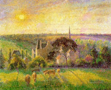 Camille Pissarro Painting - La iglesia y la granja de Eragny 1895 Camille Pissarro